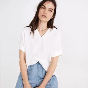 Madewell Women’s Pop Over Shirt In White Size Small